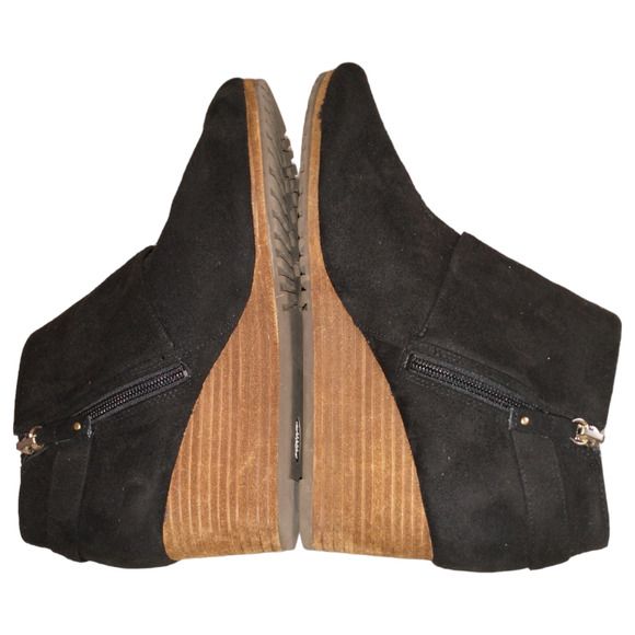 Dr. Scholl’s Women’s Ankle Booties Black US 9.5M Brown Stacked Wedge Buckles - Picture 5 of 12